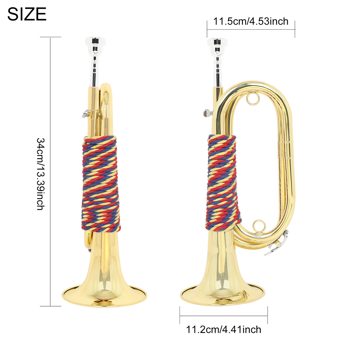 بوق صغير من النحاس الذهبي بدرج - مراجعة Musical Instrument Bugle وسعره